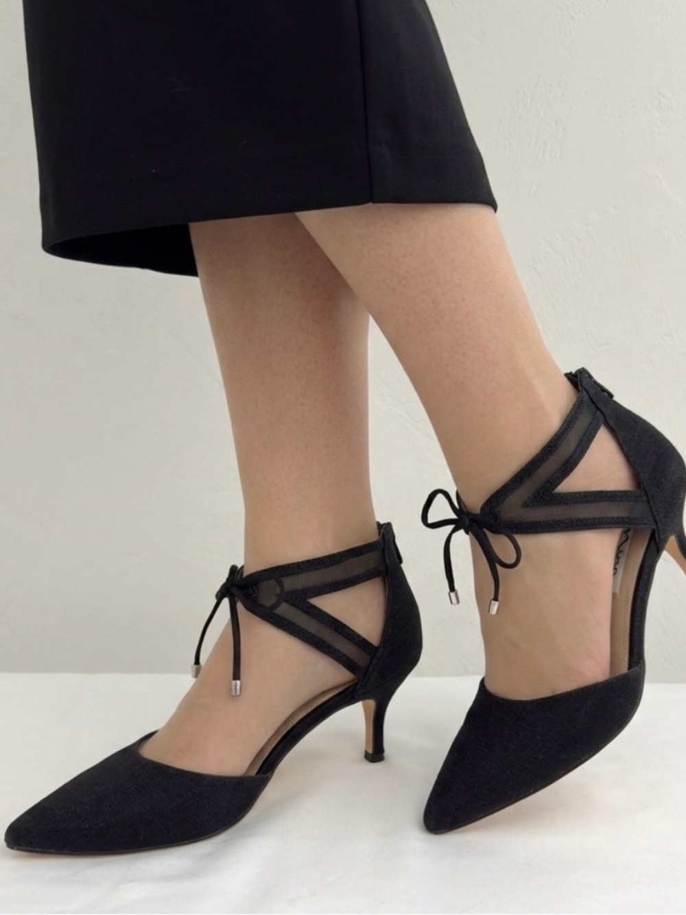Nina Talley Pointed Toe Black Heels Sandals 8
